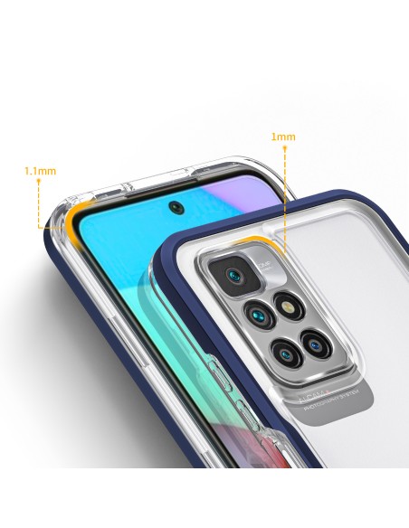 Skaidrus 3in1 dėklas skirtas Xiaomi Redmi 10, gelinis dangtelis su rėmeliu, mėlynas Skaidrus 3in1 dėklas skirtas Xiaomi Redmi 10, gelinis dangtelis su rėmeliu, mėlynas