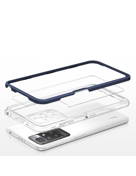 Skaidrus 3in1 dėklas skirtas Xiaomi Redmi 10, gelinis dangtelis su rėmeliu, mėlynas Skaidrus 3in1 dėklas skirtas Xiaomi Redmi 10, gelinis dangtelis su rėmeliu, mėlynas