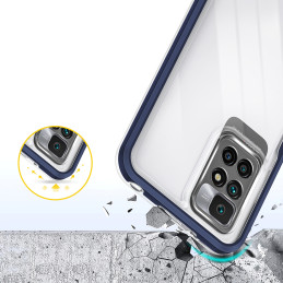 Skaidrus 3in1 dėklas skirtas Xiaomi Redmi 10, gelinis dangtelis su rėmeliu, mėlynas