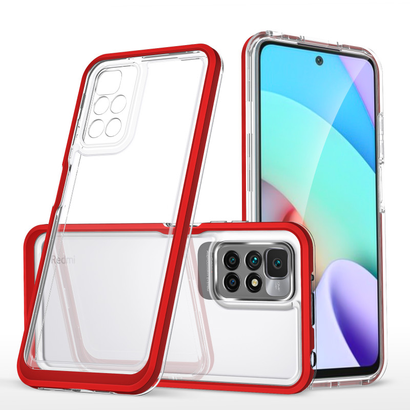 Skaidrus 3in1 dėklas skirtas Xiaomi Redmi 10 gelio dangteliui su raudonu rėmeliu Skaidrus 3in1 dėklas skirtas Xiaomi Redmi 10 gelio dangteliui su raudonu rėmeliu