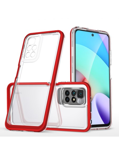 Skaidrus 3in1 dėklas skirtas Xiaomi Redmi 10 gelio dangteliui su raudonu rėmeliu Skaidrus 3in1 dėklas skirtas Xiaomi Redmi 10 gelio dangteliui su raudonu rėmeliu