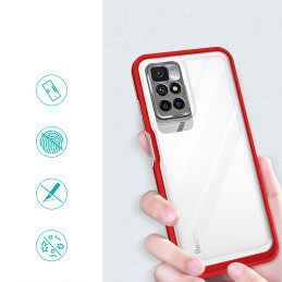 Skaidrus 3in1 dėklas skirtas Xiaomi Redmi 10 gelio dangteliui su raudonu rėmeliu