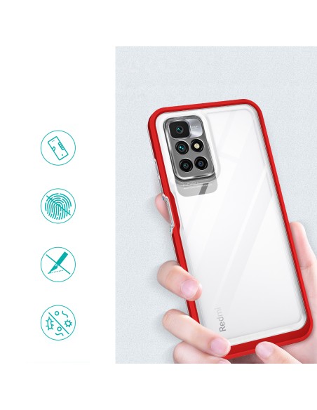 Skaidrus 3in1 dėklas skirtas Xiaomi Redmi 10 gelio dangteliui su raudonu rėmeliu Skaidrus 3in1 dėklas skirtas Xiaomi Redmi 10 gelio dangteliui su raudonu rėmeliu
