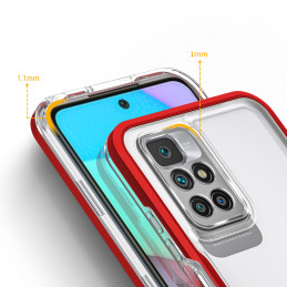 Skaidrus 3in1 dėklas skirtas Xiaomi Redmi 10 gelio dangteliui su raudonu rėmeliu