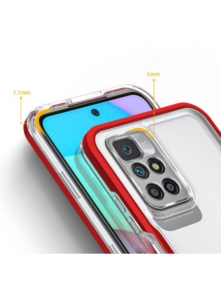 Skaidrus 3in1 dėklas skirtas Xiaomi Redmi 10 gelio dangteliui su raudonu rėmeliu Skaidrus 3in1 dėklas skirtas Xiaomi Redmi 10 gelio dangteliui su raudonu rėmeliu