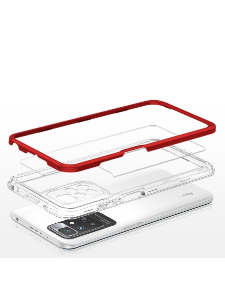Skaidrus 3in1 dėklas skirtas Xiaomi Redmi 10 gelio dangteliui su raudonu rėmeliu Skaidrus 3in1 dėklas skirtas Xiaomi Redmi 10 gelio dangteliui su raudonu rėmeliu