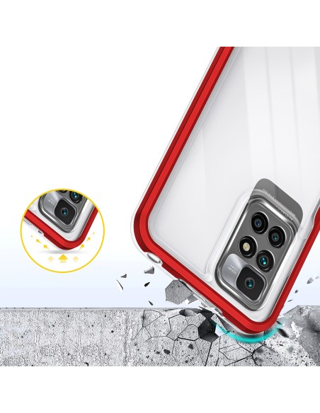 Skaidrus 3in1 dėklas skirtas Xiaomi Redmi 10 gelio dangteliui su raudonu rėmeliu Skaidrus 3in1 dėklas skirtas Xiaomi Redmi 10 gelio dangteliui su raudonu rėmeliu