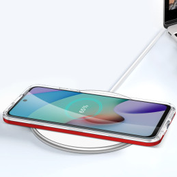 Skaidrus 3in1 dėklas skirtas Xiaomi Redmi 10 gelio dangteliui su raudonu rėmeliu