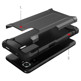 Hybrid Armor šarvuotas hibridinis dėklo dangtelis, skirtas Xiaomi Poco M4 Pro 5G juodas