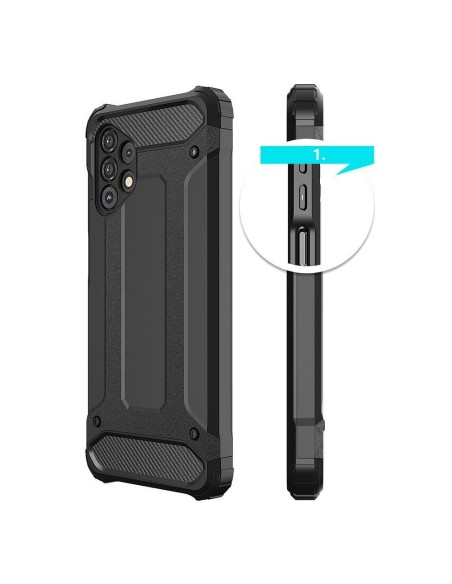 Hybrid Armor šarvuotas hibridinio korpuso dangtelis, skirtas Samsung Galaxy A73 juodas