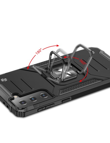 Wozinsky Ring Armor šarvuotas hibridinis dėklo dangtelis + magnetinis laikiklis Samsung Galaxy S22 mėlynas