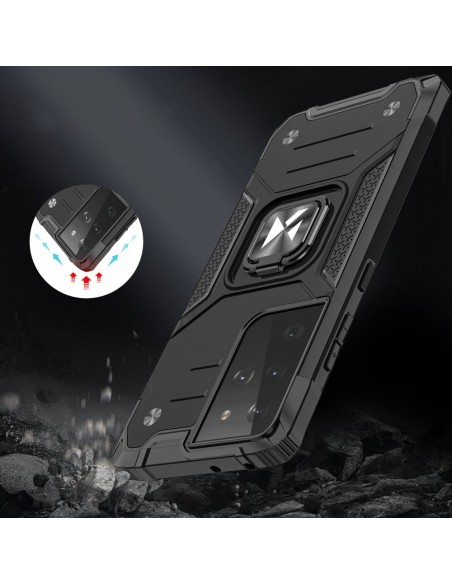 Wozinsky Ring Armor Armored Hybrid Case Cover + Magnetinis laikiklis, skirtas Samsung Galaxy S22 Ultra Black