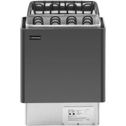 Elektrinė pirties krosnelė 5-9 m3 iki 110C 400 V 6 kW juoda ir sidabrinė