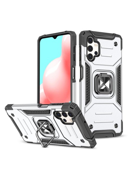 Wozinsky Ring Armor šarvuotas hibridinis korpuso dangtelis + magnetinis laikiklis Samsung Galaxy A73 sidabrinis