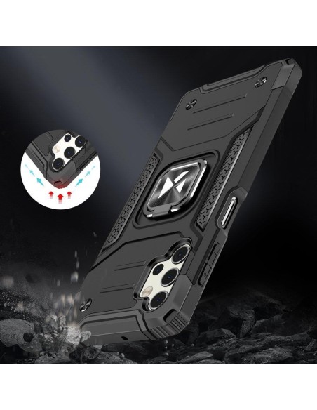 Wozinsky Ring Armor šarvuotas hibridinis korpuso dangtelis + magnetinis laikiklis Samsung Galaxy A73 sidabrinis