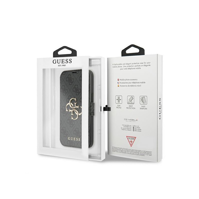 Guess 4G Big Metal Logo dėklas, skirtas iPhone 13 Pro / iPhone 13 - pilkas