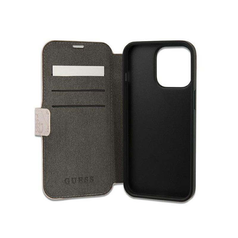 Guess 4G Big Metal Logo dėklas, skirtas iPhone 13 Pro / iPhone 13 - rožinis