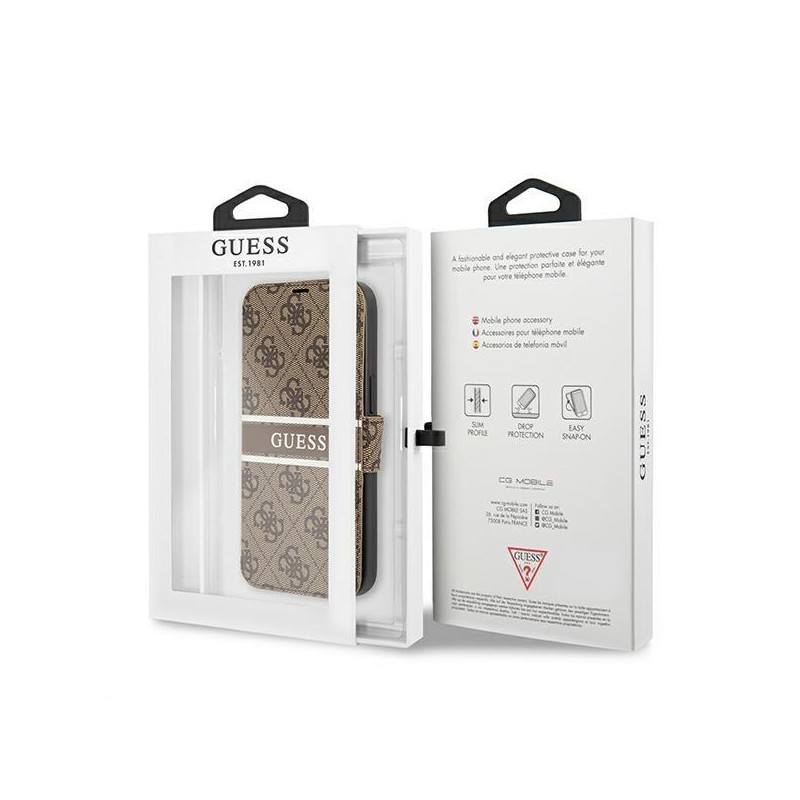 Guess 4G Stripe dėklas iPhone 13 mini - rudas