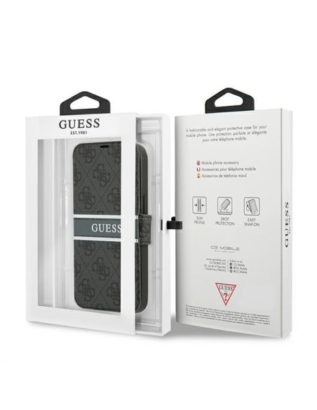 Guess 4G Stripe dėklas iPhone 13 mini - pilkas Guess 4G Stripe dėklas iPhone 13 mini - pilkas