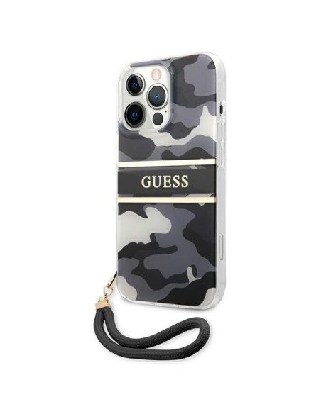 Guess Camo Strap Collection dėklas, skirtas iPhone 13 Pro / iPhone 13 - juodas