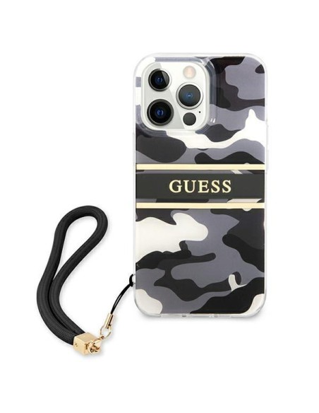 Guess Camo Strap Collection dėklas, skirtas iPhone 13 Pro / iPhone 13 - juodas