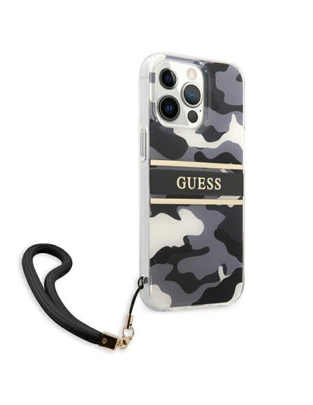 Guess Camo Strap Collection dėklas, skirtas iPhone 13 Pro / iPhone 13 - juodas