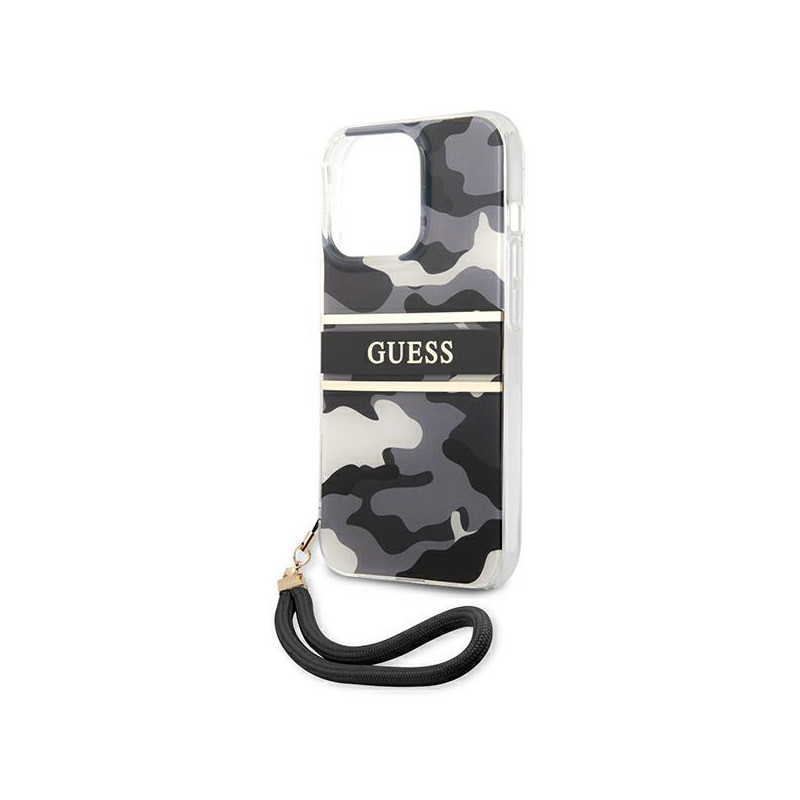 Guess Camo Strap Collection dėklas, skirtas iPhone 13 Pro / iPhone 13 - juodas