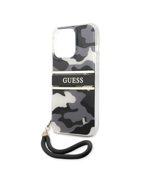 Guess Camo Strap Collection dėklas, skirtas iPhone 13 Pro / iPhone 13 - juodas