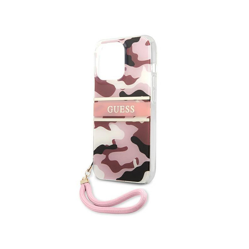 Guess Camo Strap Collection dėklas, skirtas iPhone 13 Pro / iPhone 13 - rožinis