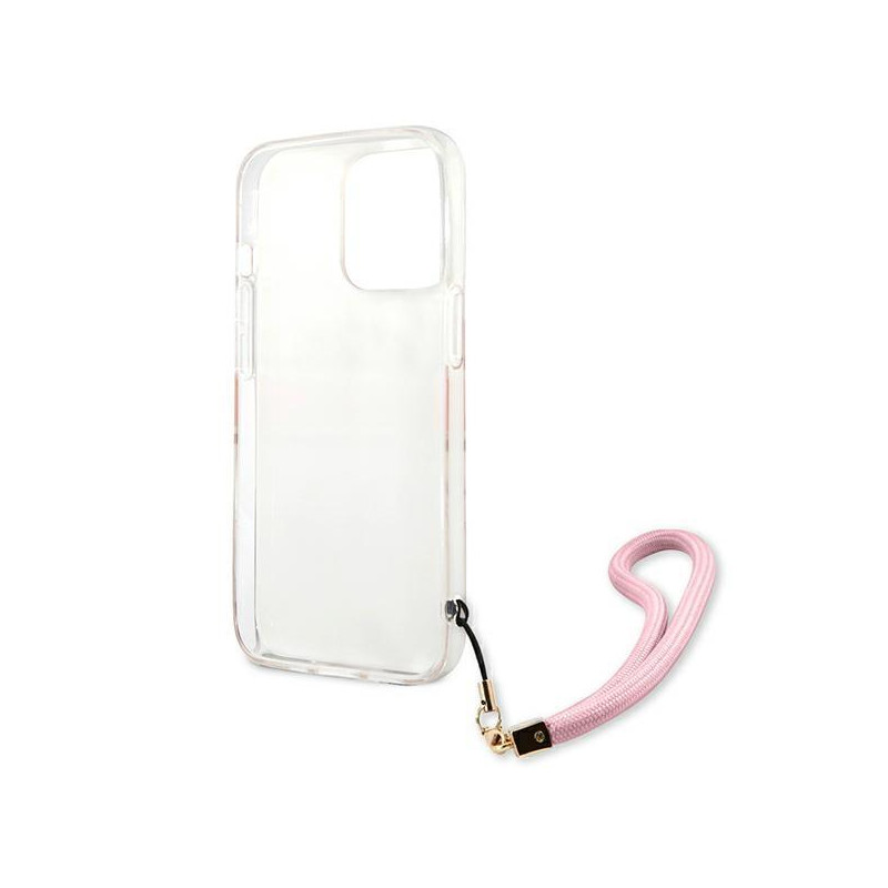 Guess Camo Strap Collection dėklas, skirtas iPhone 13 Pro / iPhone 13 - rožinis