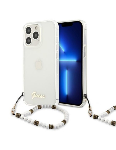 Guess White Pearl dėklas, skirtas iPhone 13 Pro / iPhone 13 - skaidrus Guess White Pearl dėklas, skirtas iPhone 13 Pro / iPhone 13 - skaidrus