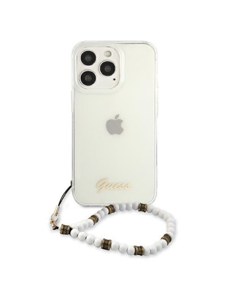 Guess White Pearl dėklas, skirtas iPhone 13 Pro / iPhone 13 - skaidrus Guess White Pearl dėklas, skirtas iPhone 13 Pro / iPhone 13 - skaidrus