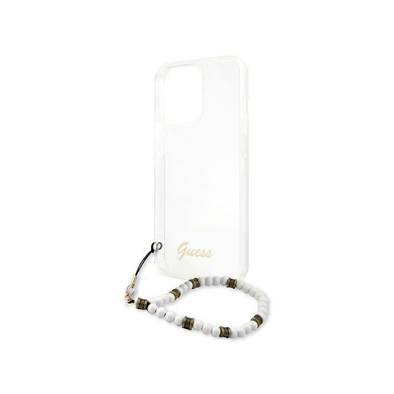 Guess White Pearl dėklas, skirtas iPhone 13 Pro / iPhone 13 - skaidrus