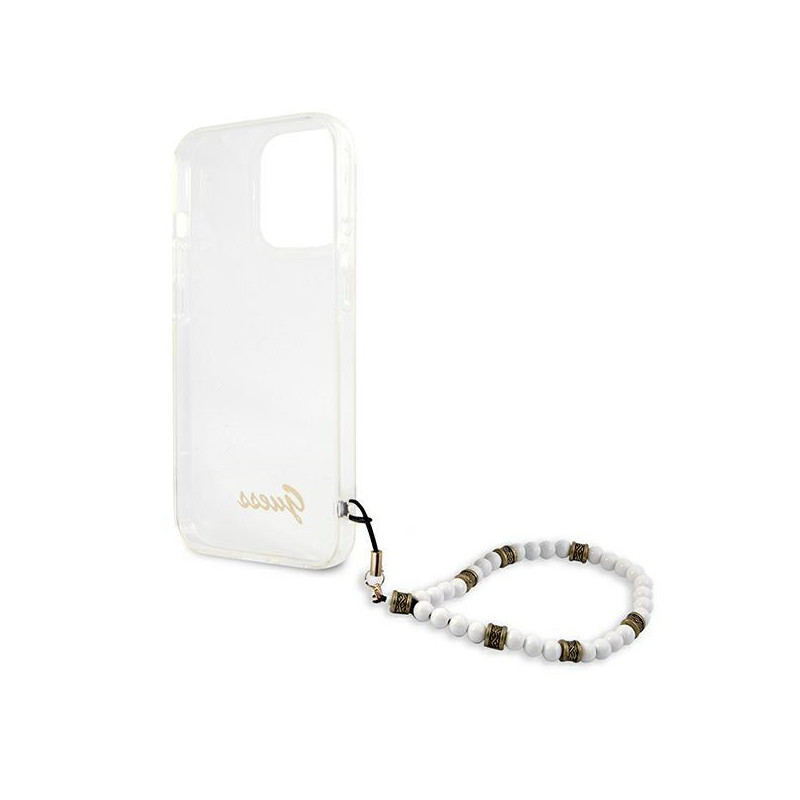 Guess White Pearl dėklas, skirtas iPhone 13 Pro / iPhone 13 - skaidrus