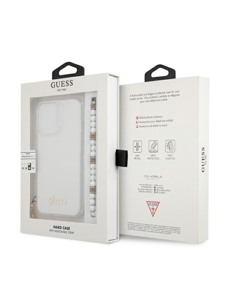 Guess White Pearl dėklas, skirtas iPhone 13 Pro / iPhone 13 - skaidrus Guess White Pearl dėklas, skirtas iPhone 13 Pro / iPhone 13 - skaidrus