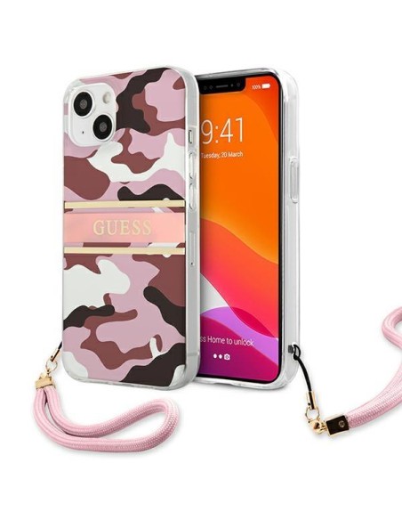 Guess Camo Strap Collection dėklas iPhone 13 - rožinis Guess Camo Strap Collection dėklas iPhone 13 - rožinis