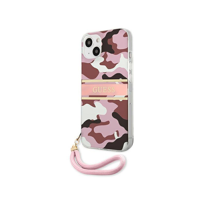 Guess Camo Strap Collection dėklas iPhone 13 - rožinis