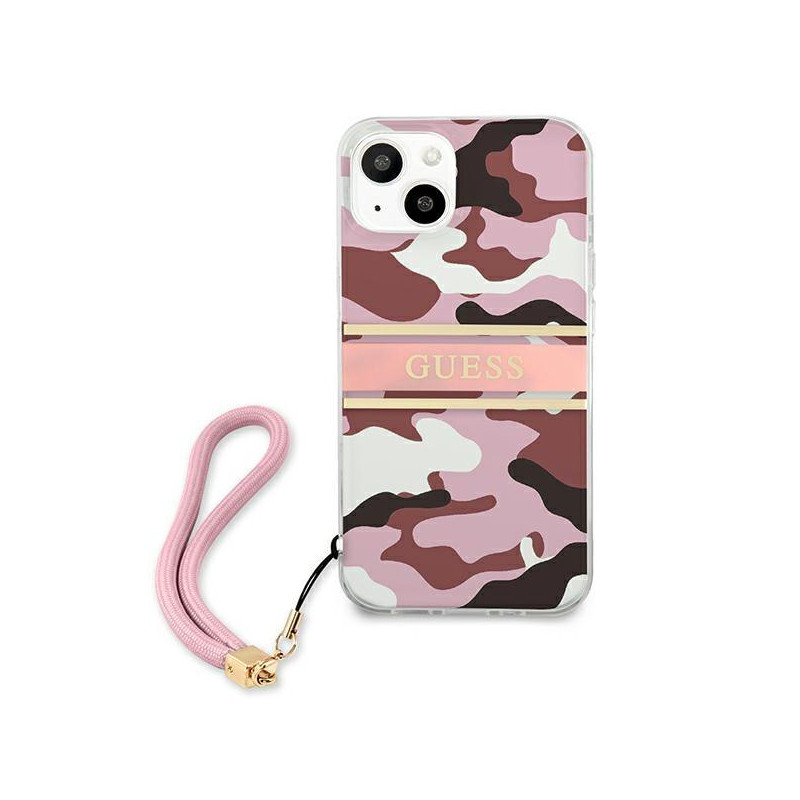 Guess Camo Strap Collection dėklas iPhone 13 - rožinis