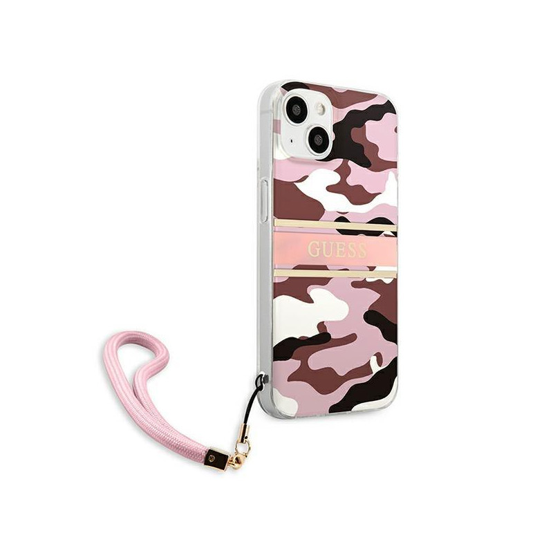 Guess Camo Strap Collection dėklas iPhone 13 - rožinis