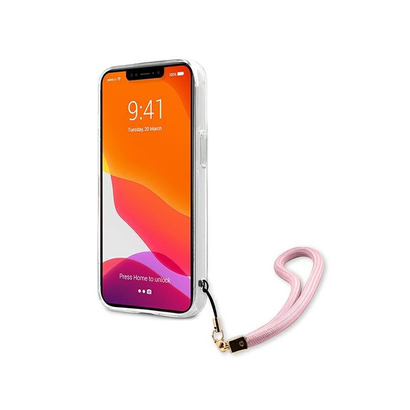 Guess Camo Strap Collection dėklas iPhone 13 - rožinis