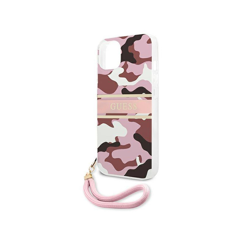 Guess Camo Strap Collection dėklas iPhone 13 - rožinis