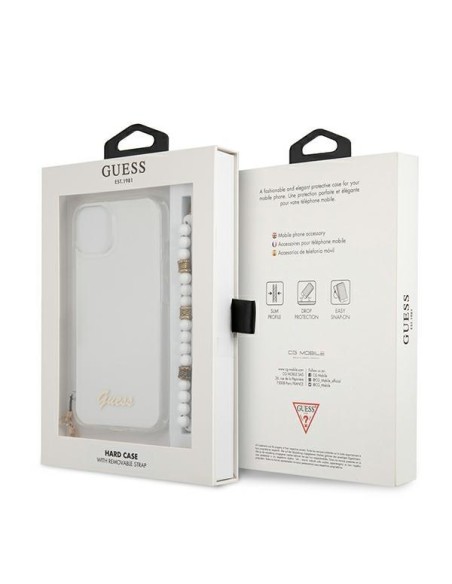 Guess White Pearl dėklas iPhone 13 - skaidrus Guess White Pearl dėklas iPhone 13 - skaidrus