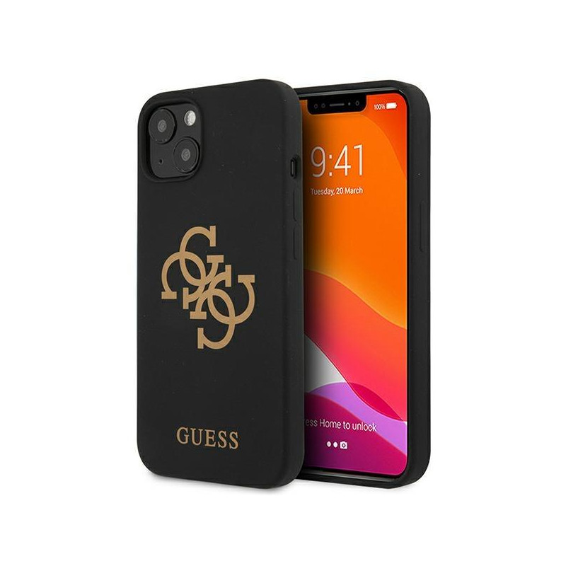 Guess Silicone 4G Logo dėklas iPhone 13 - juodas