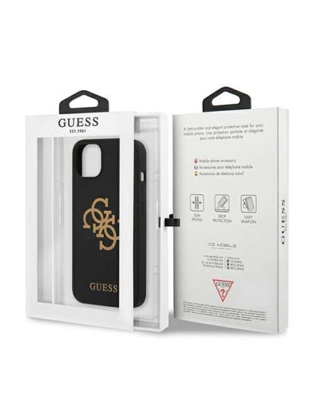 Guess Silicone 4G Logo dėklas iPhone 13 - juodas