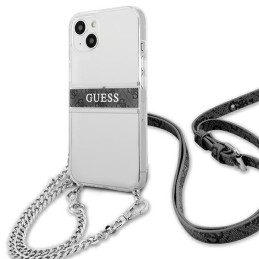 Guess 4G Grey Strap Silver Chain dėklas iPhone 13 mini - skaidrus