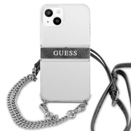 Guess 4G Grey Strap Silver Chain dėklas iPhone 13 mini - skaidrus