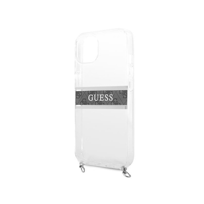 Guess 4G Grey Strap Silver Chain dėklas iPhone 13 mini - skaidrus