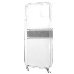 Guess 4G Grey Strap Silver Chain dėklas iPhone 13 mini - skaidrus