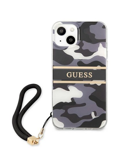 Guess Camo Strap Collection dėklas iPhone 13 mini - juodas Guess Camo Strap Collection dėklas iPhone 13 mini - juodas