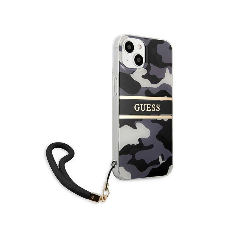Guess Camo Strap Collection dėklas iPhone 13 mini - juodas